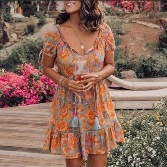 Marigold Floral Print Dress - Picture 1 of 6